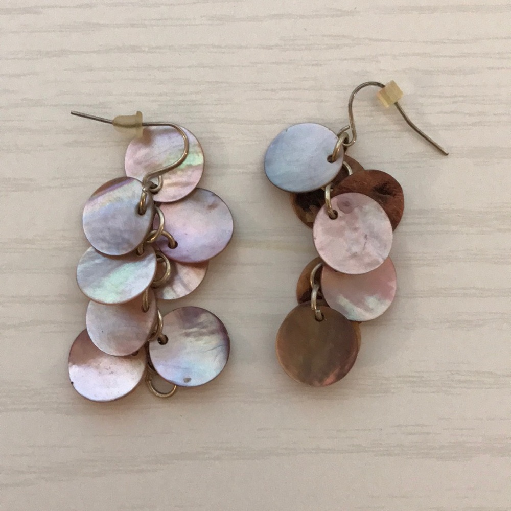 Brown and Tan Circle Dangling Earrings